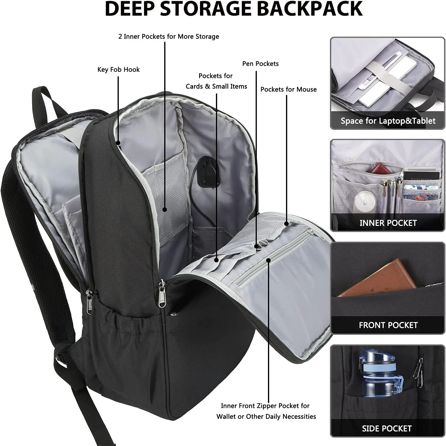 MAXTOP Travel Laptop Backpack with USB Charging Port Anti-Theft[Water Resistant] College Bookbag Fits 18.4 Inch Laptop…