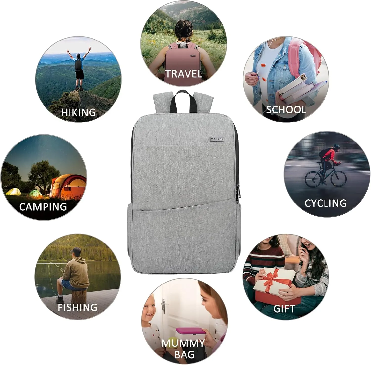 MAXTOP Travel Laptop Backpack with USB Charging Port Anti-Theft[Water Resistant] College Bookbag Fits 18.4 Inch Laptop