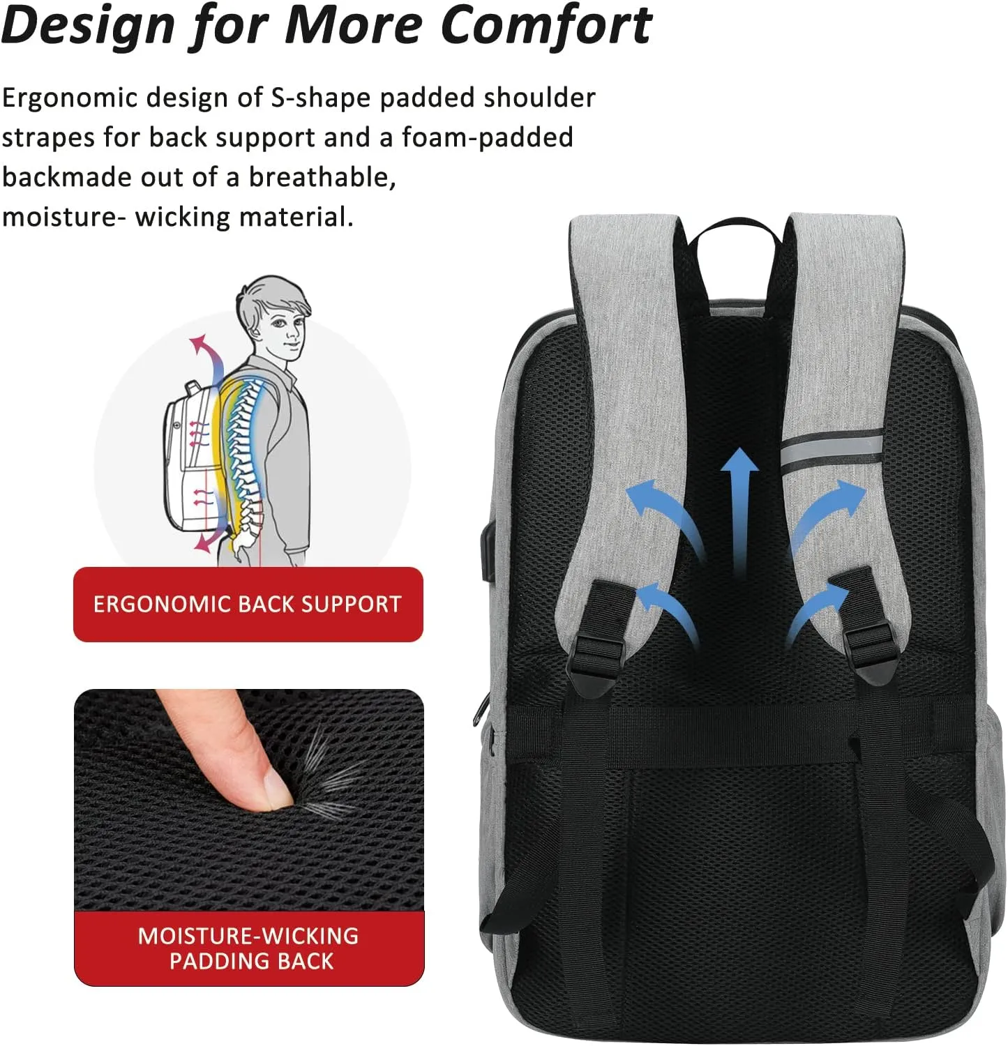 MAXTOP Travel Laptop Backpack with USB Charging Port Anti-Theft[Water Resistant] College Bookbag Fits 18.4 Inch Laptop