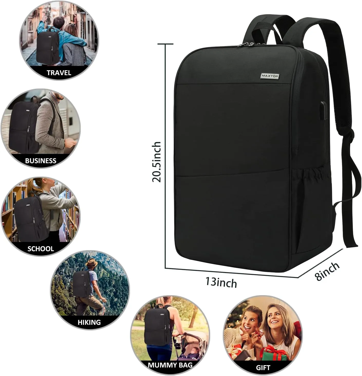 MAXTOP Travel Laptop Backpack with USB Charging Port Anti-Theft[Water Resistant] College Bookbag Fits 18.4 Inch Laptop…