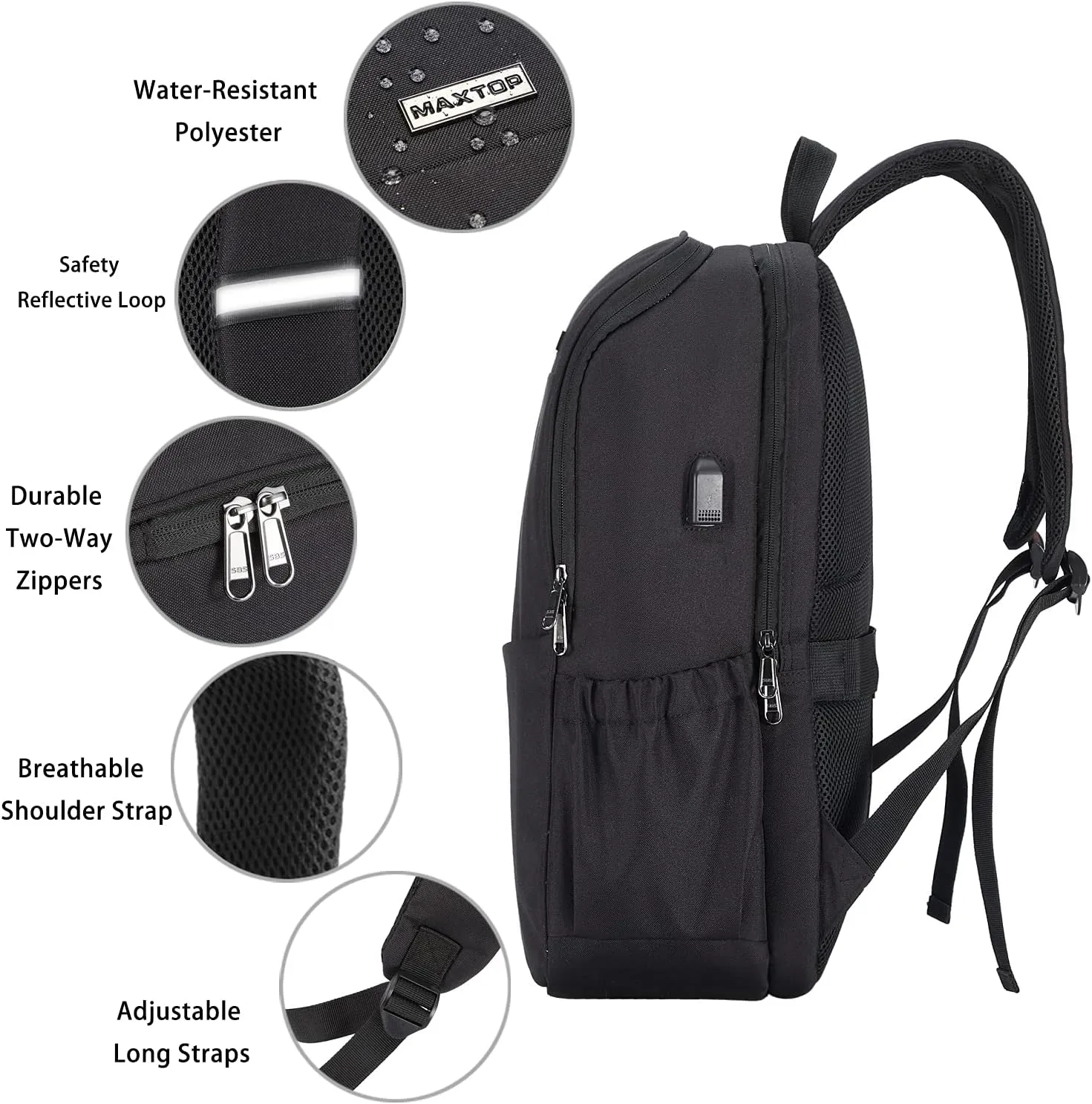MAXTOP Travel Laptop Backpack with USB Charging Port Anti-Theft[Water Resistant] College Bookbag Fits 18.4 Inch Laptop…