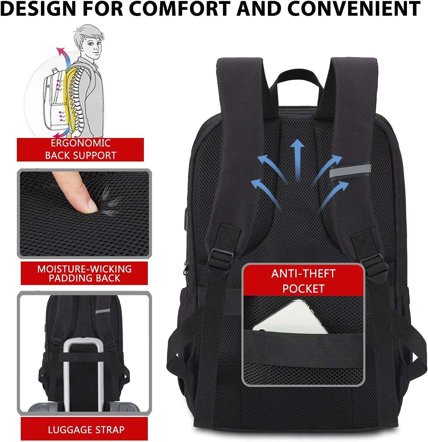 MAXTOP Travel Laptop Backpack with USB Charging Port Anti-Theft[Water Resistant] College Bookbag Fits 18.4 Inch Laptop…