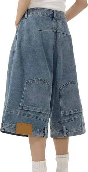 Men Cargo Shorts Y2k Baggy Jeans Vintage Skateboard Shorts Hip Hop Demin Shorts Baggy Jorts Y2k