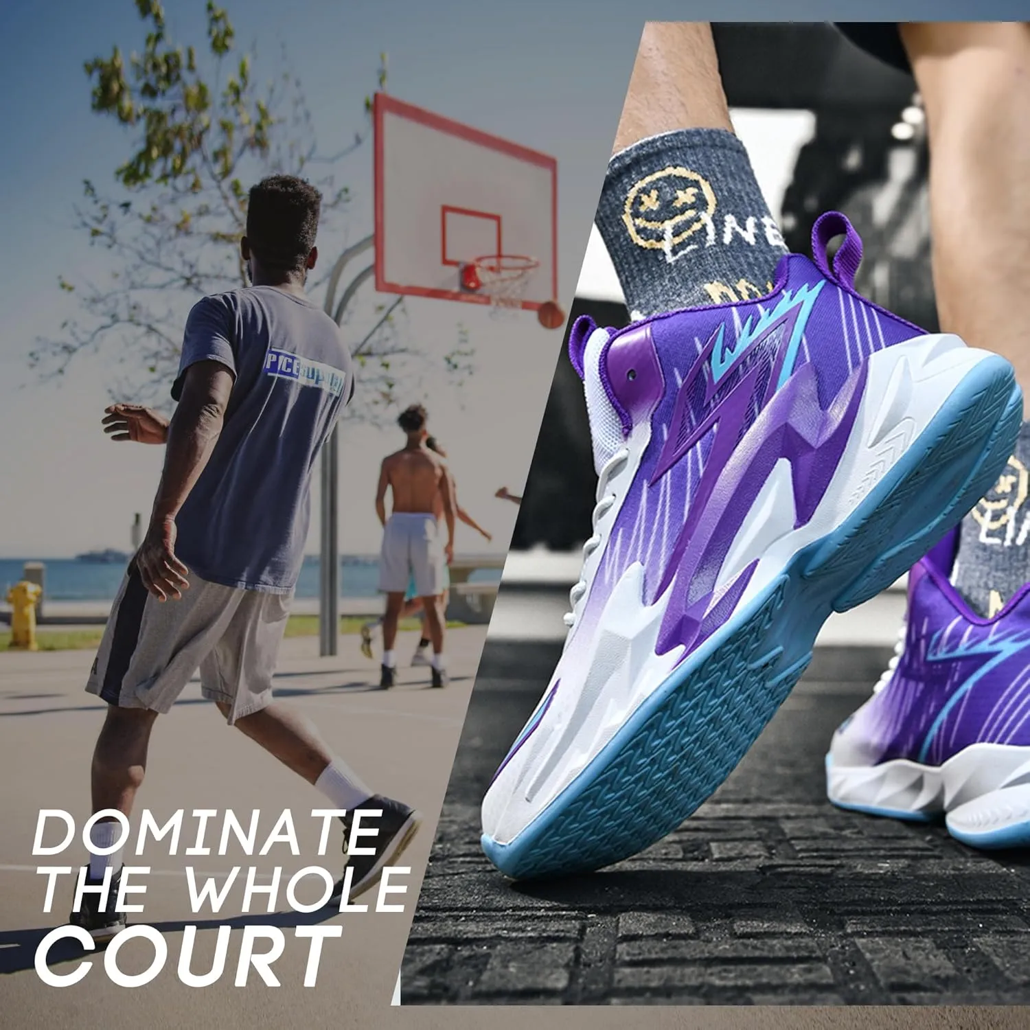 Men Graffiti Basketball Shoes High-Top Sports Shoes Anti-Slip Rubber Soles Indoor Outdoor Sports Running Training Streetwear