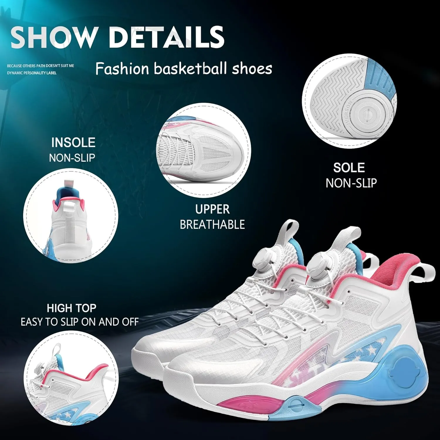 Men Graffiti Basketball Shoes High-Top Sports Shoes Anti-Slip Rubber Soles Indoor Outdoor Sports Running Training Streetwear