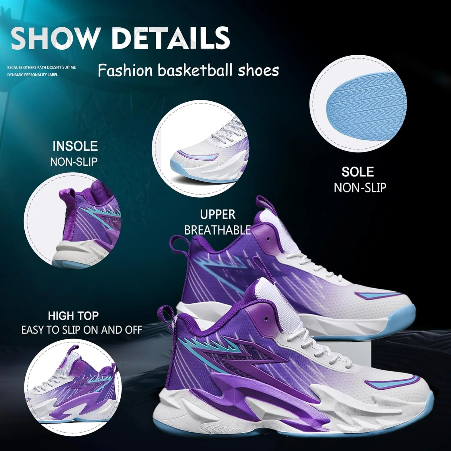 Men Graffiti Basketball Shoes High-Top Sports Shoes Anti-Slip Rubber Soles Indoor Outdoor Sports Running Training Streetwear