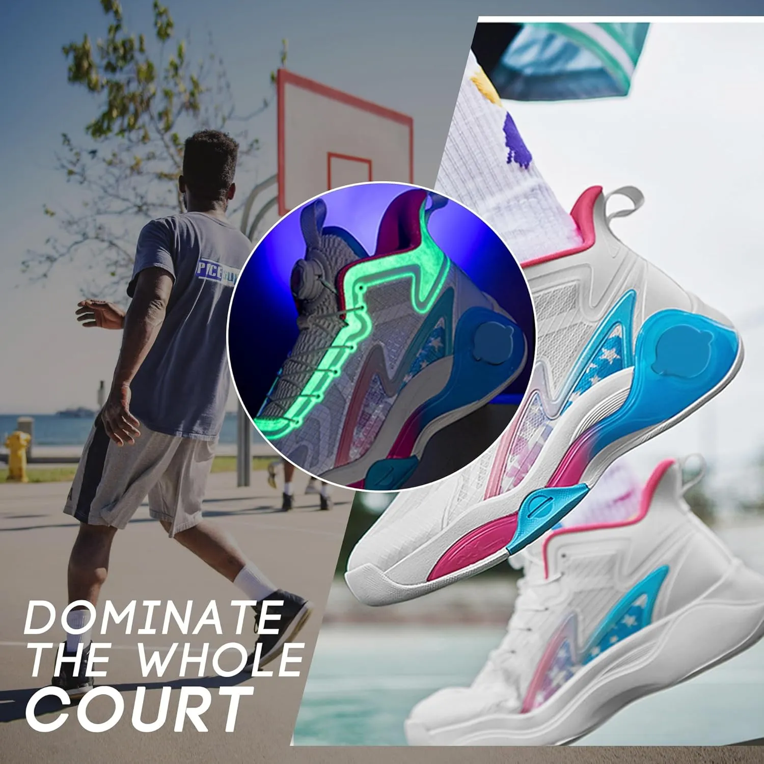 Men Graffiti Basketball Shoes High-Top Sports Shoes Anti-Slip Rubber Soles Indoor Outdoor Sports Running Training Streetwear
