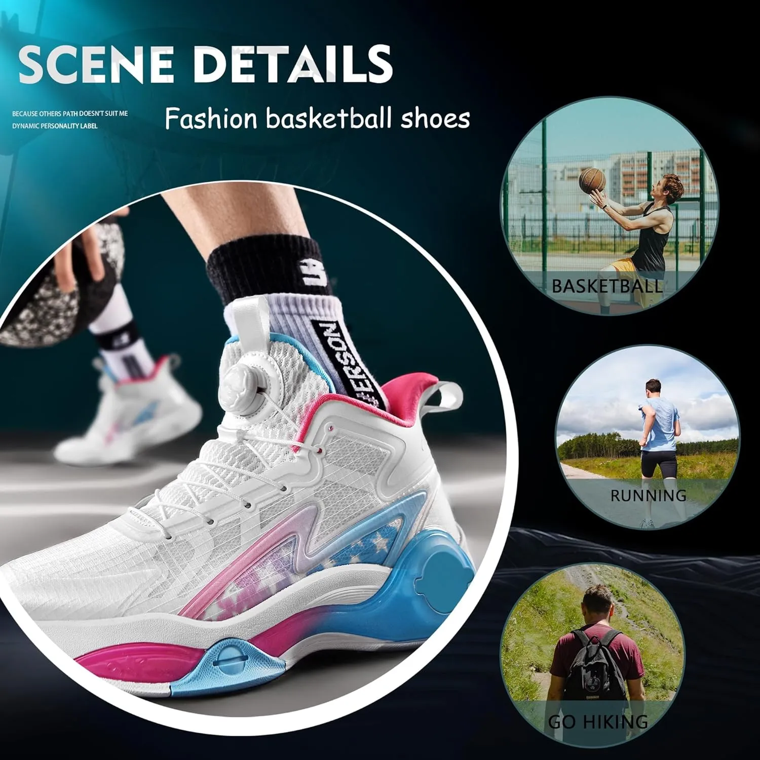 Men Graffiti Basketball Shoes High-Top Sports Shoes Anti-Slip Rubber Soles Indoor Outdoor Sports Running Training Streetwear