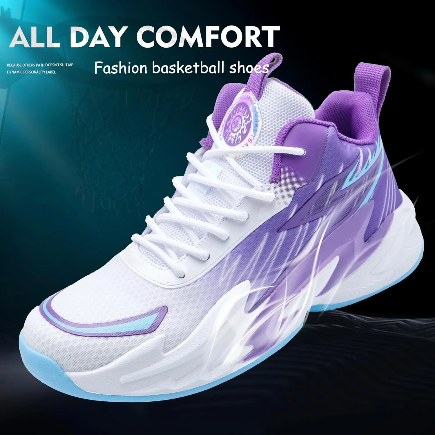 Men Graffiti Basketball Shoes High-Top Sports Shoes Anti-Slip Rubber Soles Indoor Outdoor Sports Running Training Streetwear