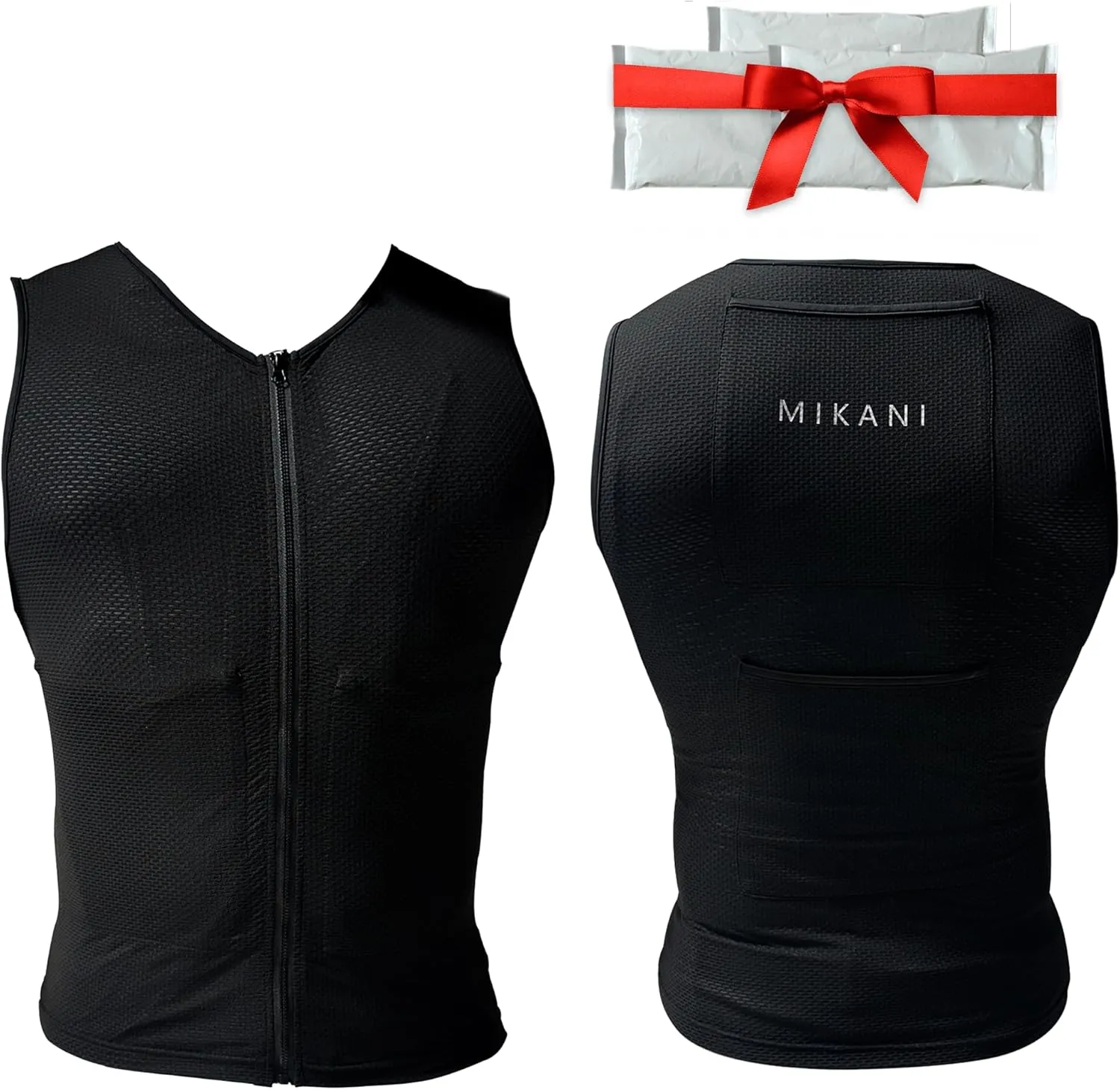 Men's Black Mesh Cooling Cycling Vest - 2 Reusable Ice Packs,4 Pockets–Lightweight,Breathable for Cycling, Running,Outdoors