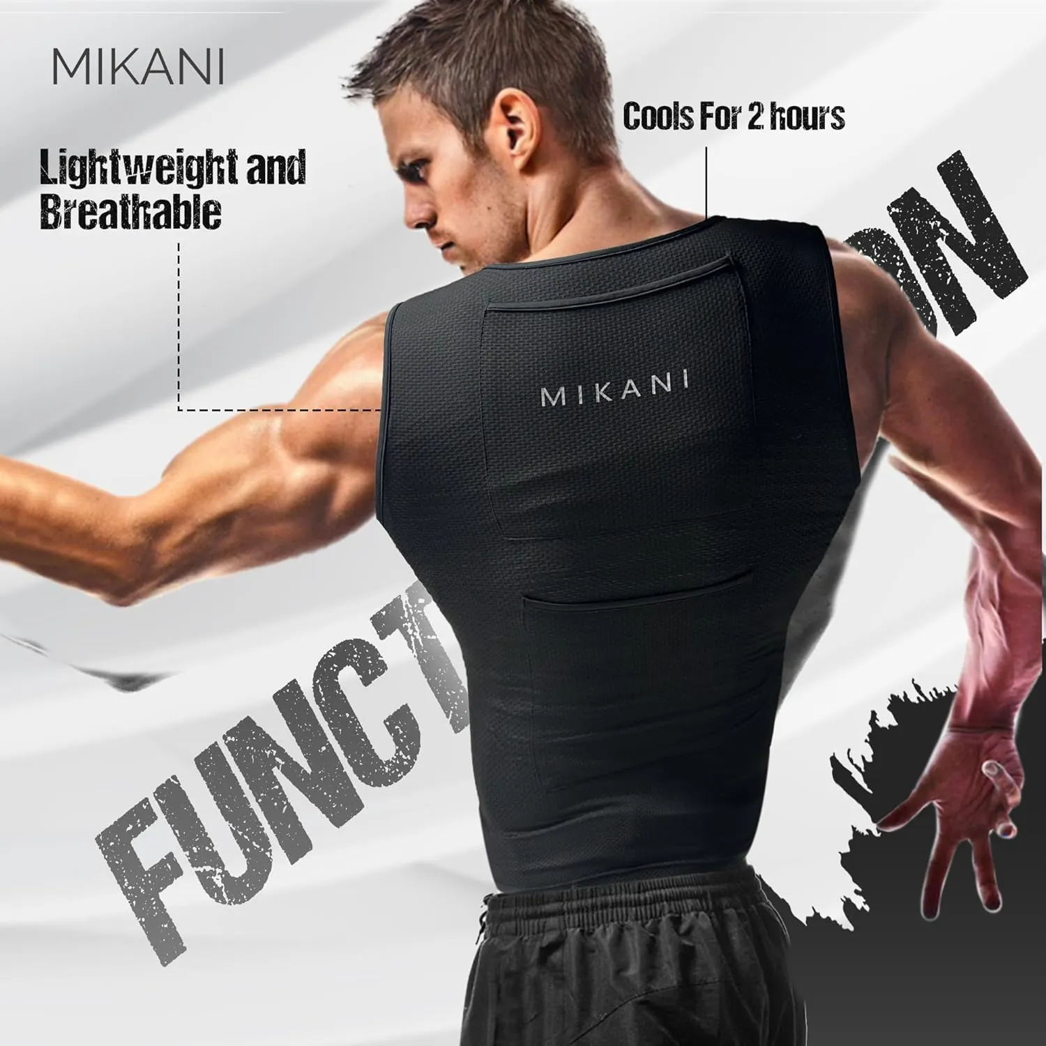 Men's Black Mesh Cooling Cycling Vest - 2 Reusable Ice Packs,4 Pockets–Lightweight,Breathable for Cycling, Running,Outdoors