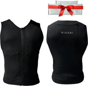 Men's Black Mesh Cooling Cycling Vest - 2 Reusable Ice Packs,4 Pockets–Lightweight,Breathable for Cycling, Running,Outdoors