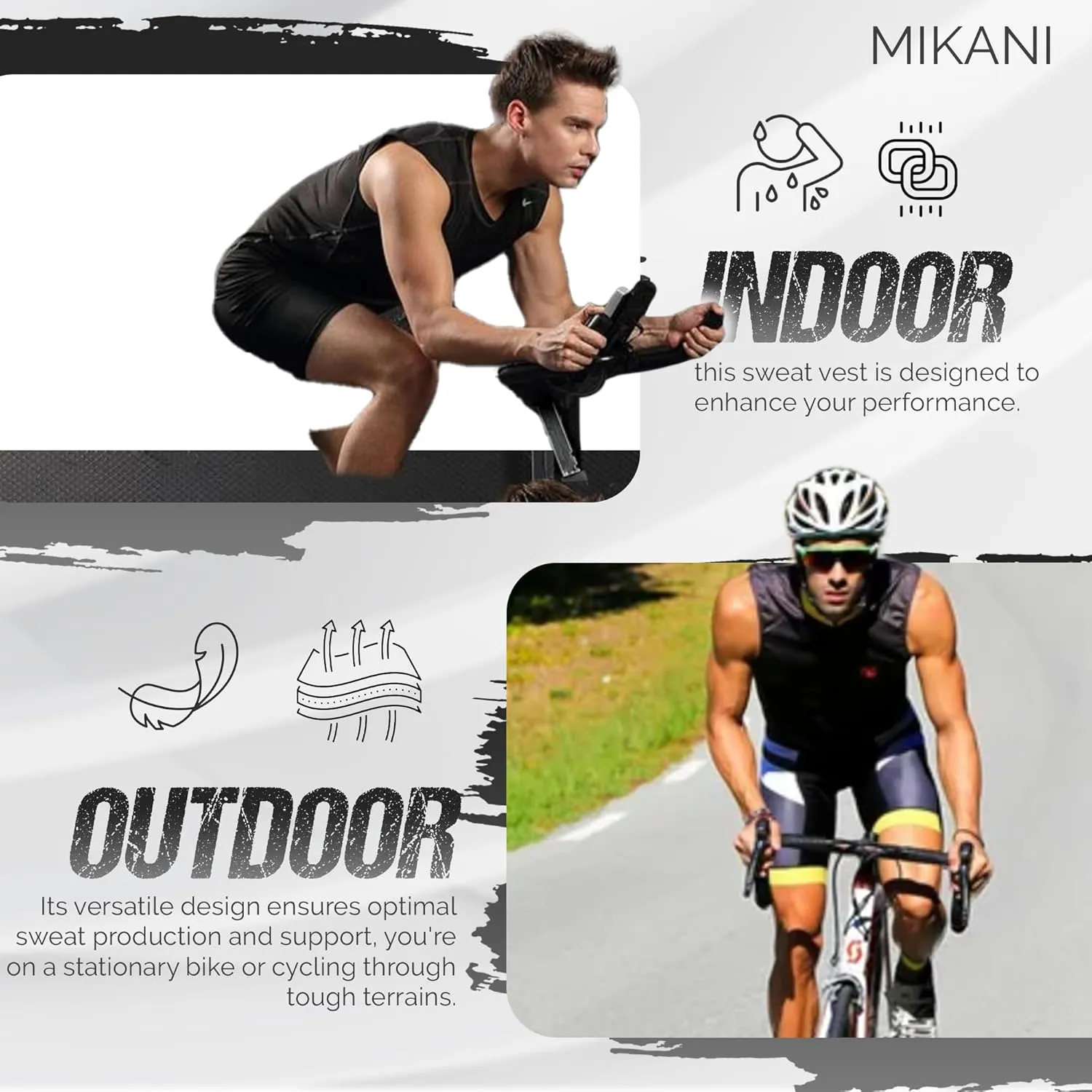 Men's Black Mesh Cooling Cycling Vest - 2 Reusable Ice Packs,4 Pockets–Lightweight,Breathable for Cycling, Running,Outdoors