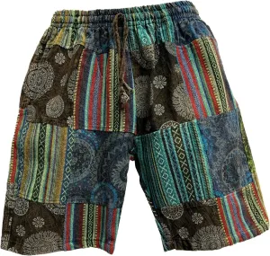 Men's Bohemian Festival Rustic Hippie Rave Gheri Alibaba Yoga Patchwork Shorts