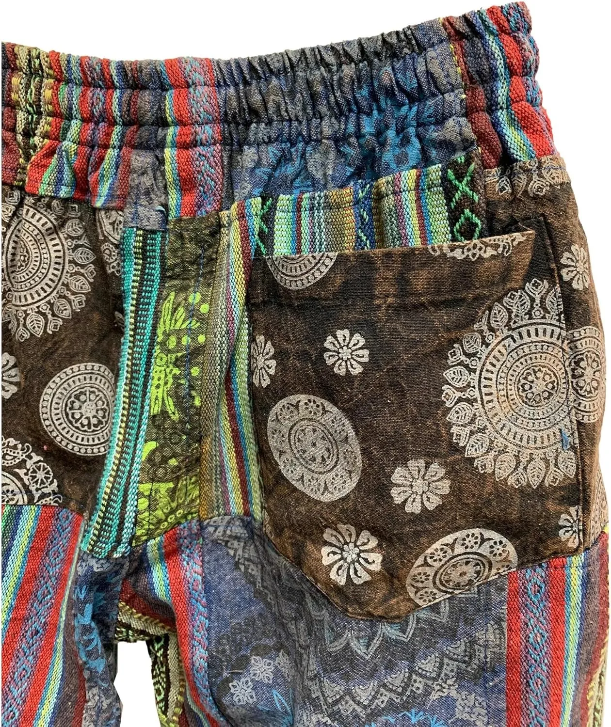 Men's Bohemian Festival Rustic Hippie Rave Gheri Alibaba Yoga Patchwork Shorts
