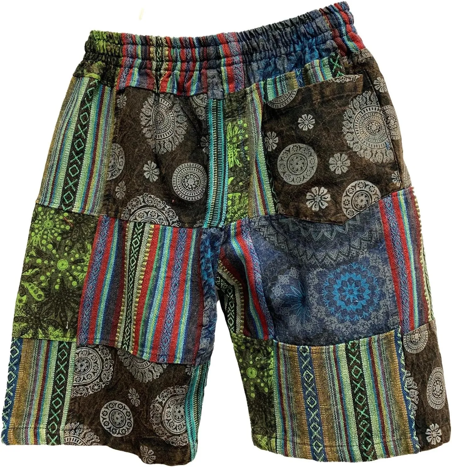 Men's Bohemian Festival Rustic Hippie Rave Gheri Alibaba Yoga Patchwork Shorts