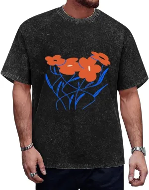 Men's Cotton T Shirt Vintage Washed Graphic Tee Short Sleeve Crew Neck Streetwear Oversized Casual Top