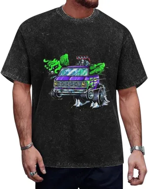 Men's Cotton T Shirt Vintage Washed Graphic Tee Short Sleeve Crew Neck Streetwear Oversized Casual Top