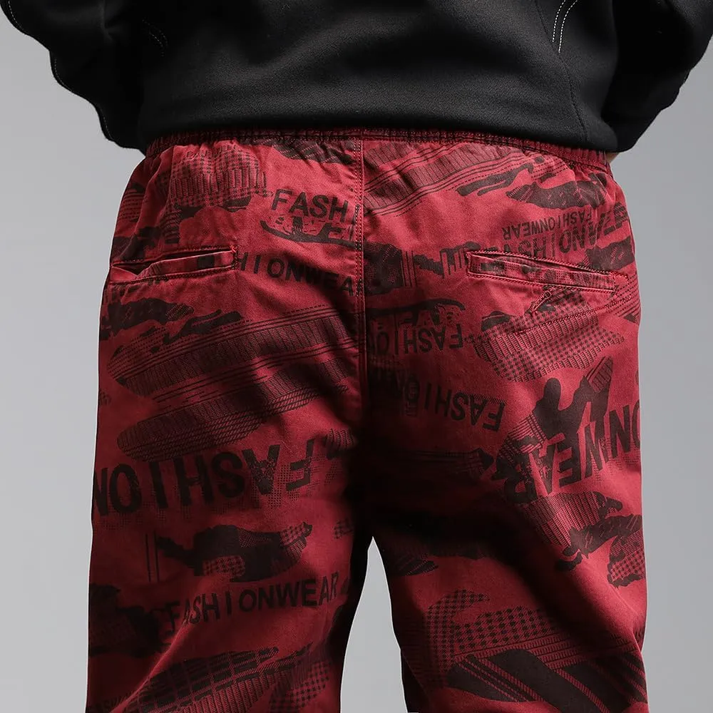 Men's Graffiti Cargo Pants Drawstring Cotton Regular Fit Work Pants