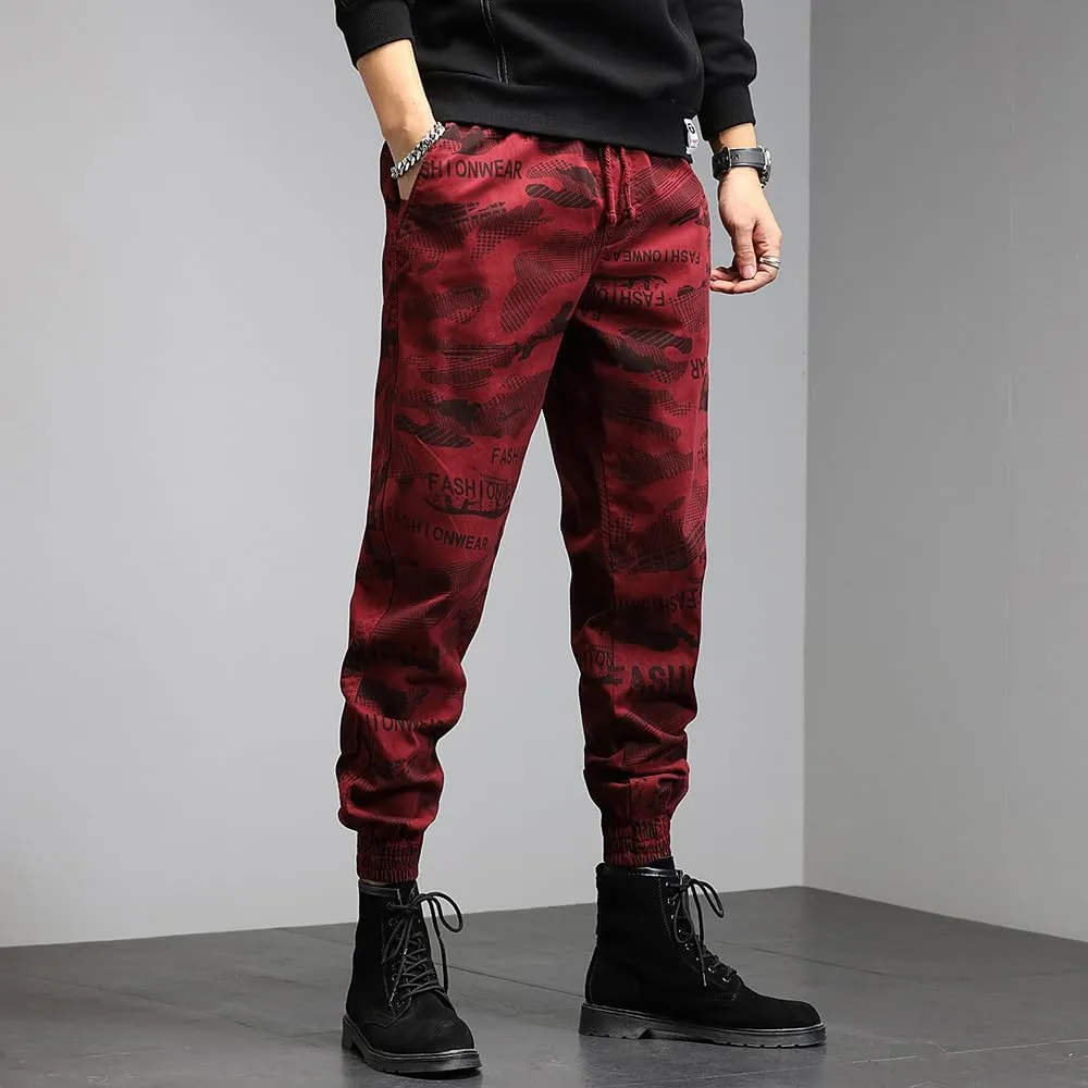 Men's Graffiti Cargo Pants Drawstring Cotton Regular Fit Work Pants
