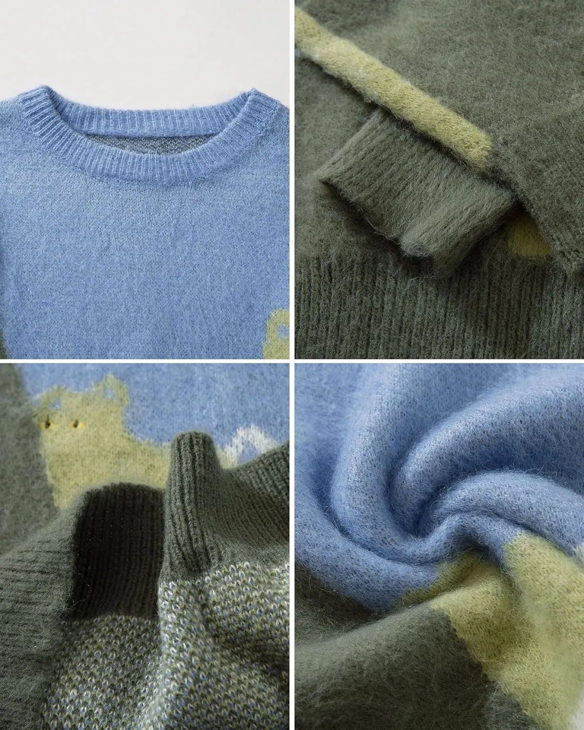 Men's Graphic Oversized Sweater Unisex Knit Aesthetic Sweaters Streetwear Casual Tunic Pullover Jumper