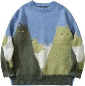 Men's Graphic Oversized Sweater Unisex Knit Aesthetic Sweaters Streetwear Casual Tunic Pullover Jumper