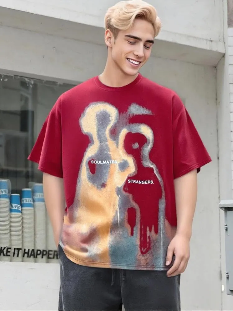 Mens Graphic Tees Oversized Cotton T-Shirt Summer Vintage Streetwear Y2K Shirts Unisex Tshirts