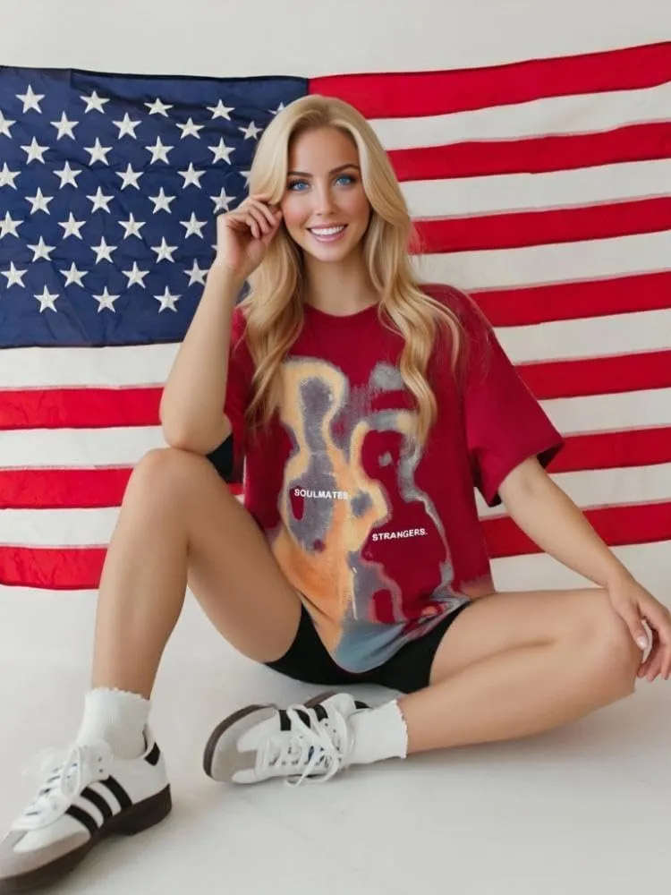 Mens Graphic Tees Oversized Cotton T-Shirt Summer Vintage Streetwear Y2K Shirts Unisex Tshirts