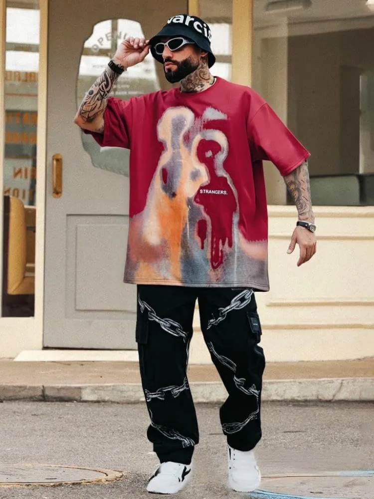 Mens Graphic Tees Oversized Cotton T-Shirt Summer Vintage Streetwear Y2K Shirts Unisex Tshirts