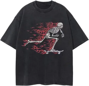 Men's Graphic Tees Shirt Unisex Cotton Oversized T-Shirt Short Sleeve Vintage Streetwear Casual Tee Top