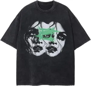 Men's Graphic Tees Shirt Unisex Short Sleeve Cotton Vintage Oversized Shirts Loose Streetwear Casual Tee Top