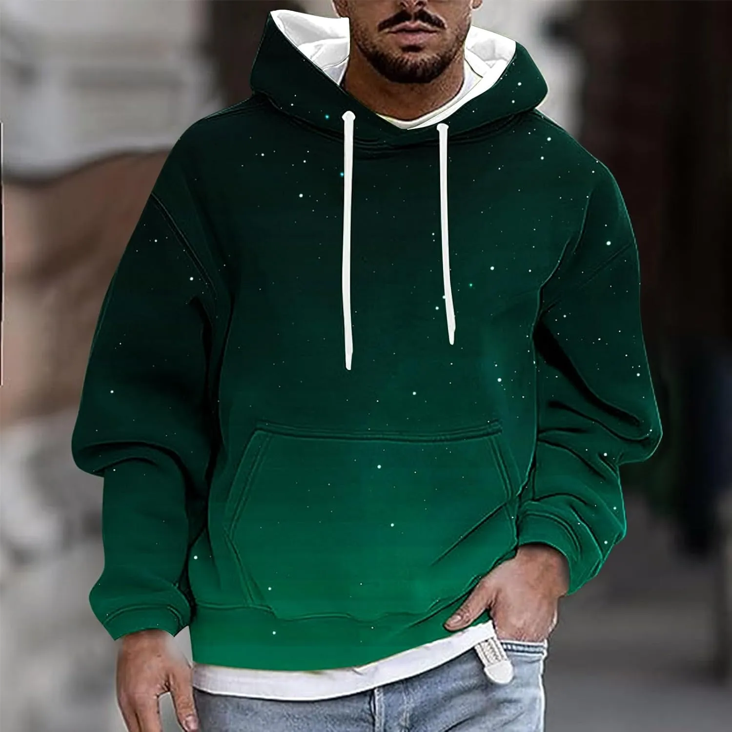 Mens Hoodies Pullover Graphic Ombre Oversized 2024 Fall Pullover Hoodies for Men Casual Bassic Streetwear Sweatshirts