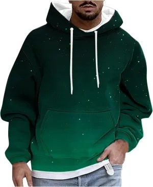 Mens Hoodies Pullover Graphic Ombre Oversized 2024 Fall Pullover Hoodies for Men Casual Bassic Streetwear Sweatshirts