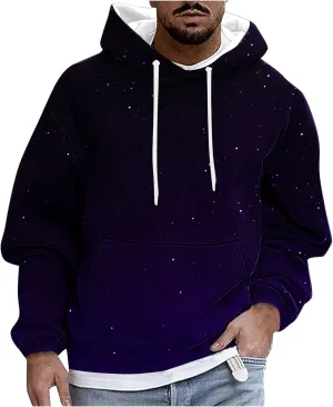 Mens Hoodies Pullover Graphic Ombre Oversized 2024 Fall Pullover Hoodies for Men Casual Bassic Streetwear Sweatshirts