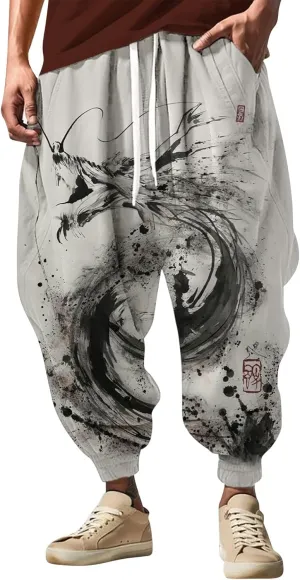 Mens Joggers Sweatpants Fashion Street Feel Casual Sweatpants Men Cotton Baggy Hippie Yoga Harem Pants Samurai Pants