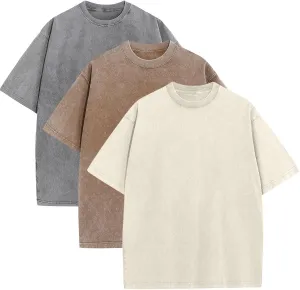 Men's Oversized Cotton T-Shirts Loose Fit Vintage Washed Tee Unisex Short Sleeve Casual Shirts Tops