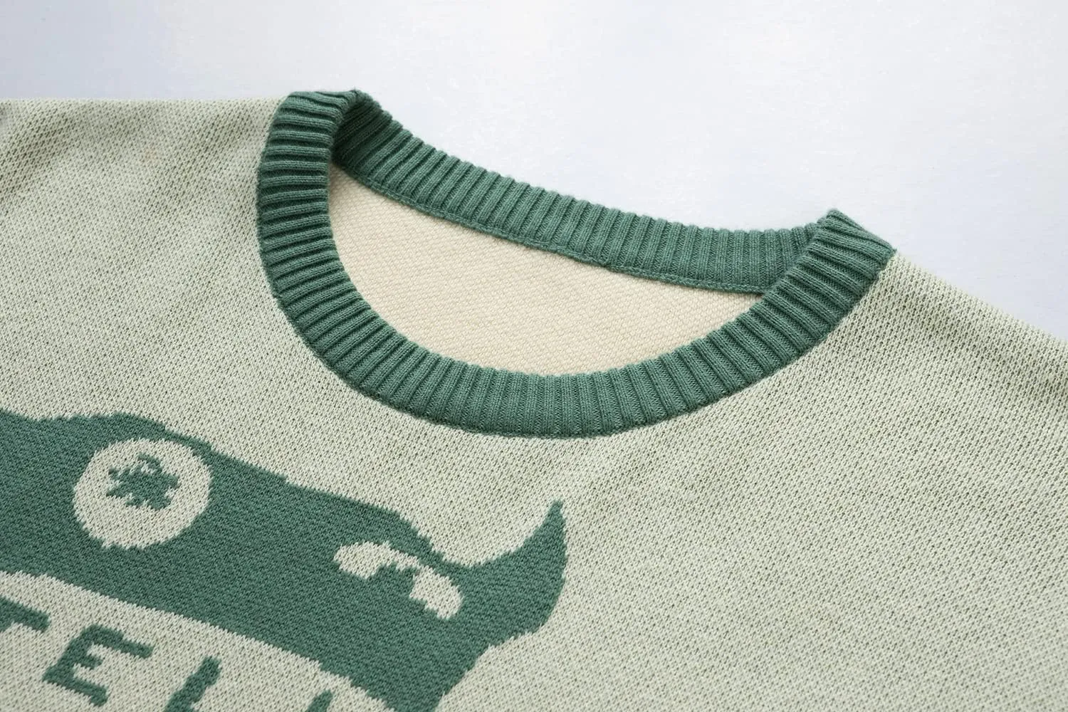 Men's Oversized Graphic Sweaters Crewneck Long Sleeve Knitted Pullovers Cartoon Monster Cotton Anime Jumpers