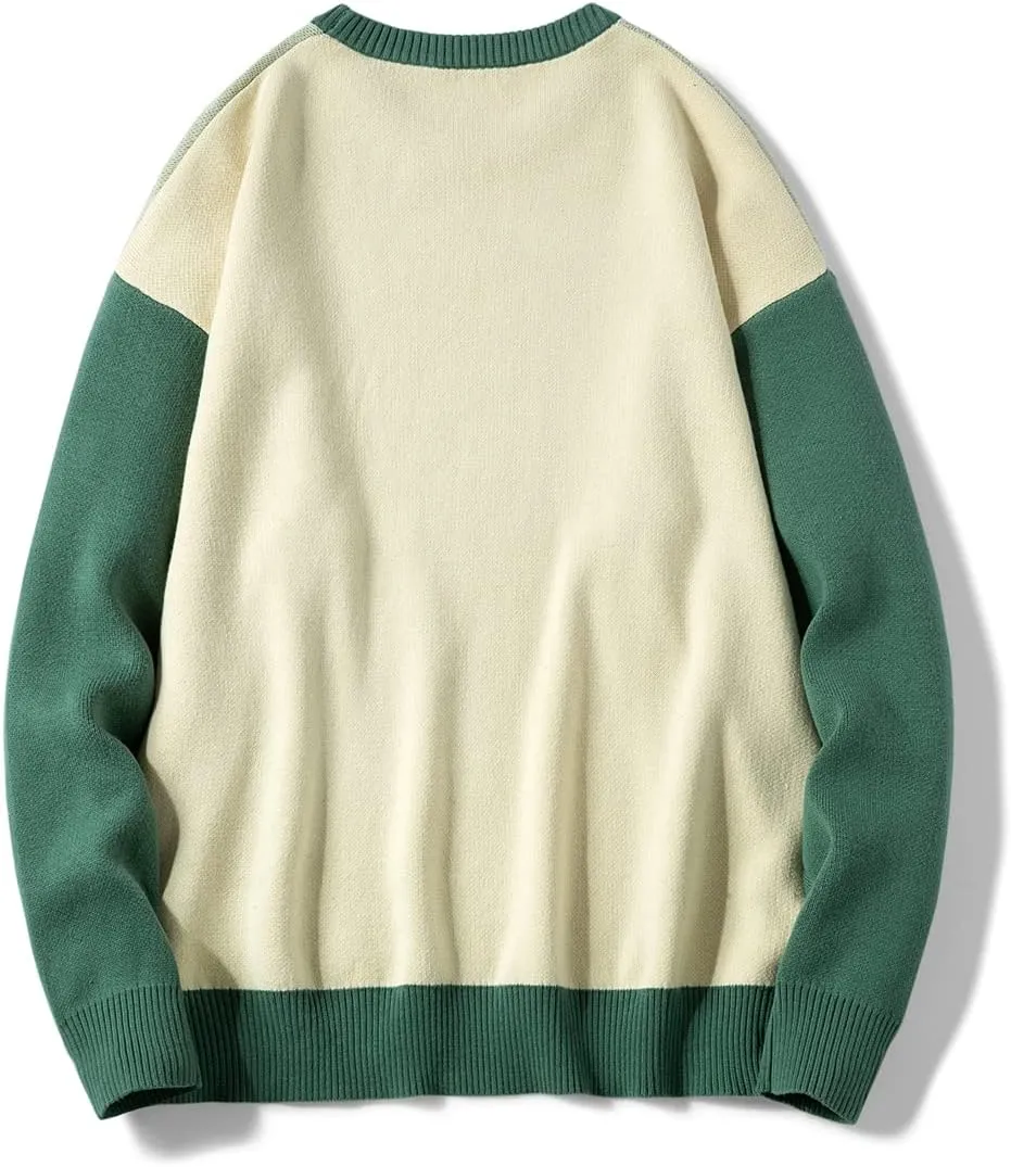 Men's Oversized Graphic Sweaters Crewneck Long Sleeve Knitted Pullovers Cartoon Monster Cotton Anime Jumpers