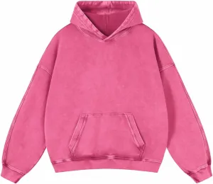Mens Oversized Hoodies Pullover Women Fall Acid Wash Plain Preppy Hoodie Streetwear Cotton Vintage Hooded Sweatshirt