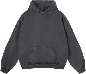 Mens Oversized Hoodies Pullover Women Fall Acid Wash Plain Preppy Hoodie Streetwear Cotton Vintage Hooded Sweatshirt