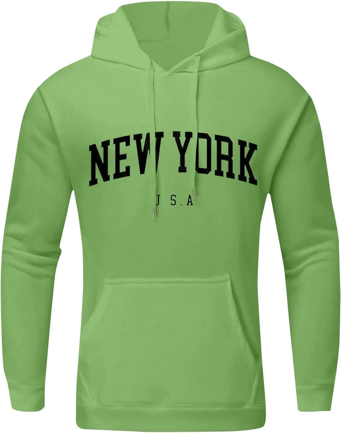 Mens Oversized Letter Print Hoodies Long Sleeve Casual Graphic Sweatshirt New York Drawstring Pullover with Pocket