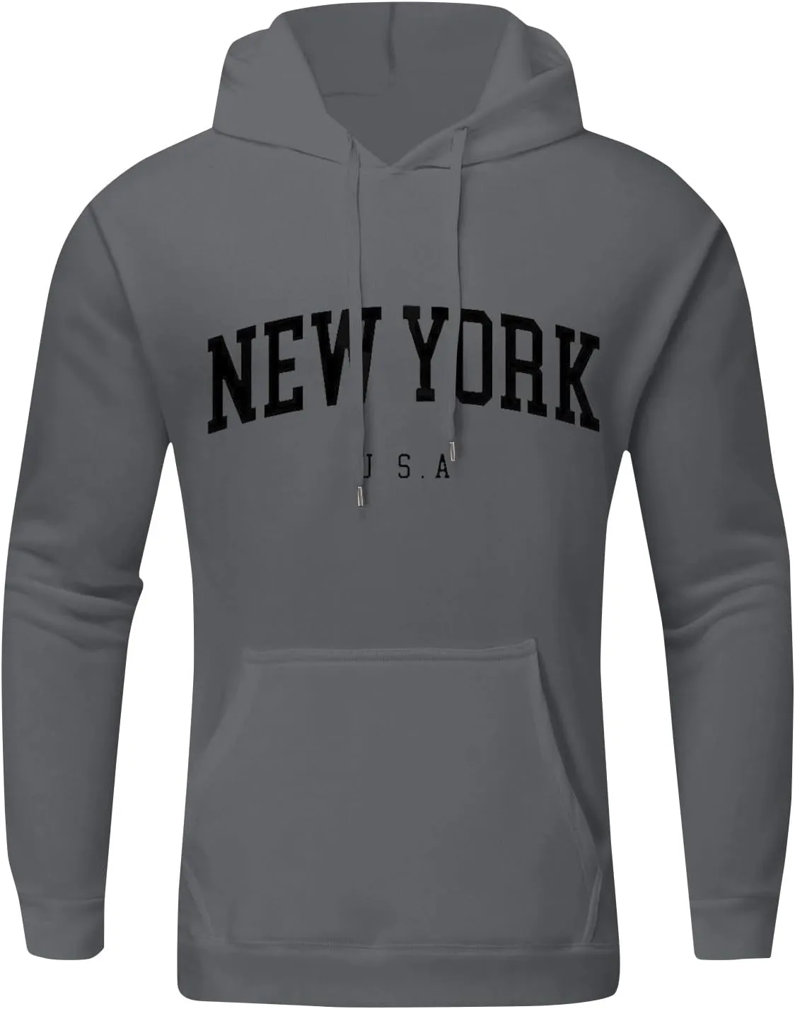 Mens Oversized Letter Print Hoodies Long Sleeve Casual Graphic Sweatshirt New York Drawstring Pullover with Pocket