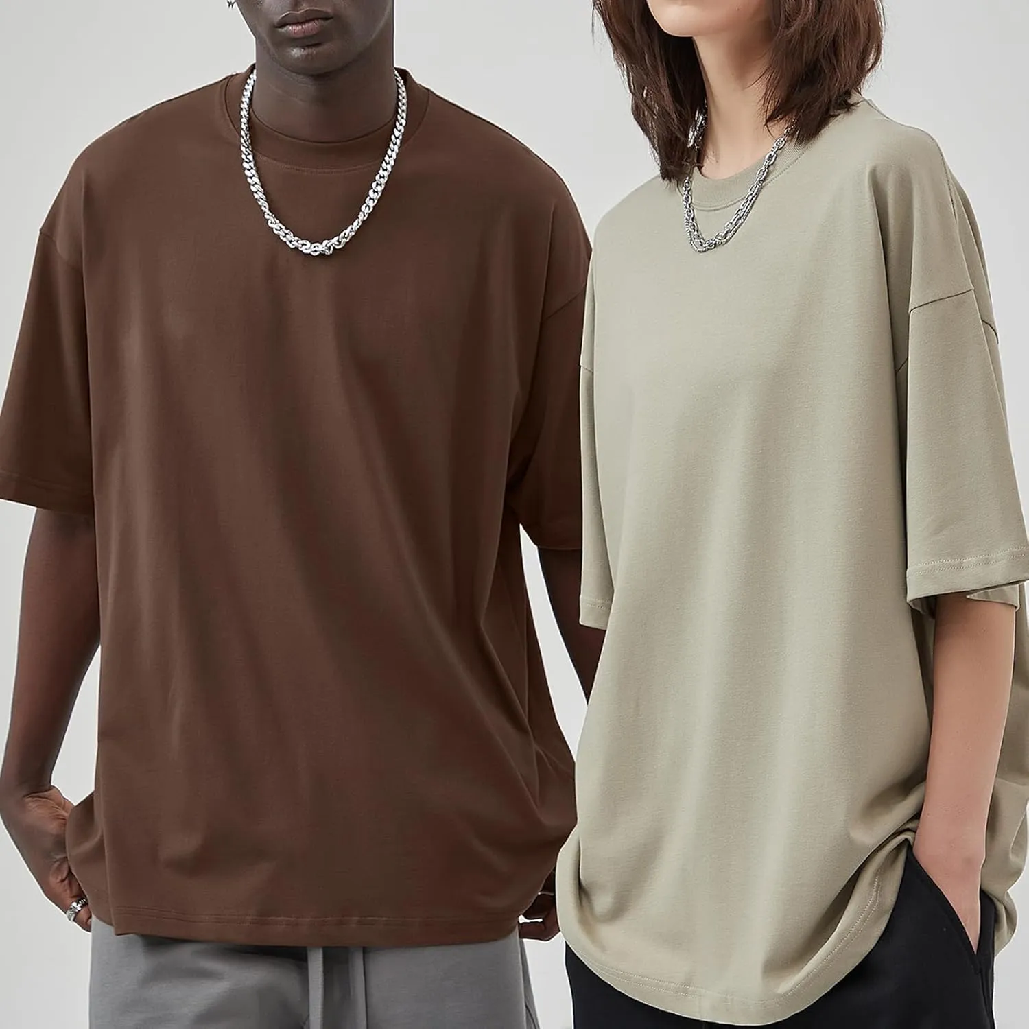 Men's Oversized T-Shirts Heavyweight Cotton Tee Crew Neck Short Sleeve T Shirts Loose Fit Basic Essential Soft Classic Tees