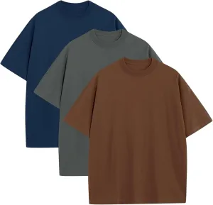 Men's Oversized T-Shirts Heavyweight Cotton Tee Crew Neck Short Sleeve T Shirts Loose Fit Basic Essential Soft Classic Tees
