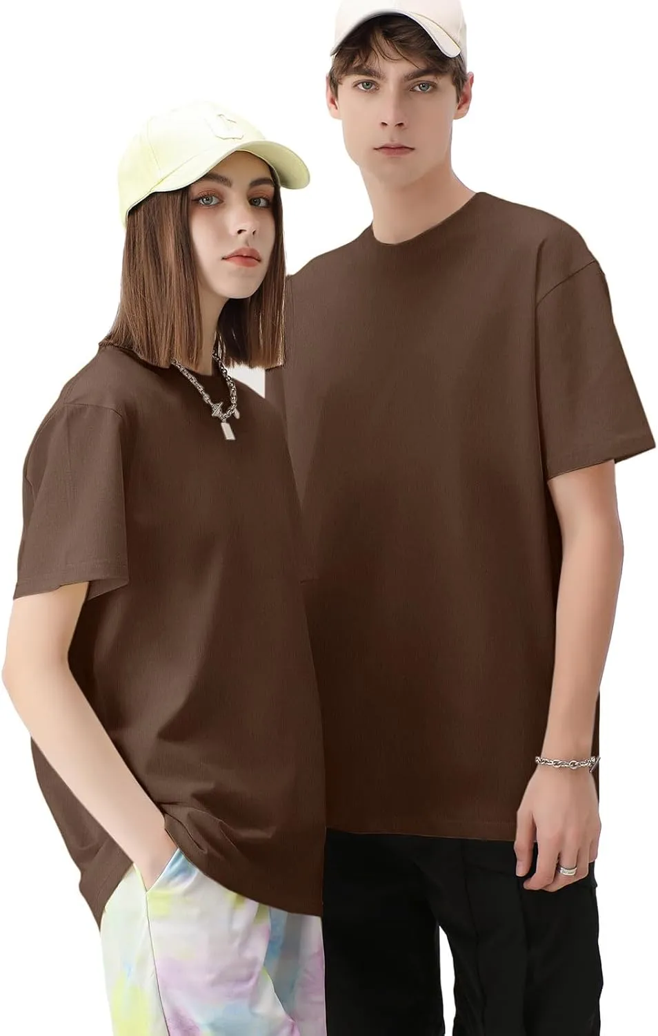Men's Oversized T-Shirts Heavyweight Cotton Tee Crew Neck Short Sleeve T Shirts Loose Fit Basic Essential Soft Classic Tees