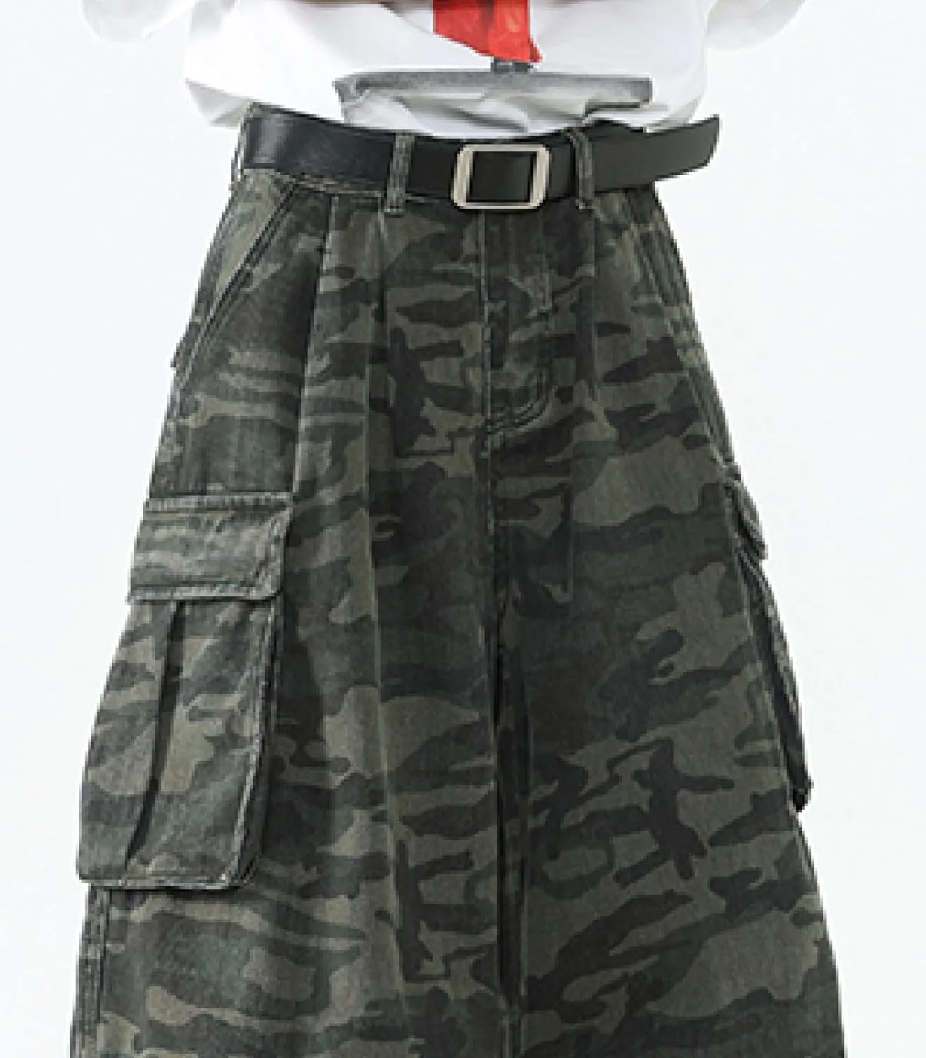 Men's Teen Y2K Jorts Baggy Camo Cargo Jean Shorts Wide Leg Loose Fit Grunge Streetwear Hip Hop Jnco Shorts