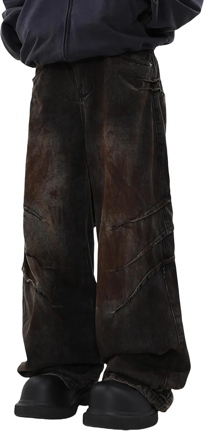 Men's Y2K Jeans Vintage Baggy Jean Pants Grunge Aesthetic Skater Pants Streetwear Relaxed Fit Jeans Trousers