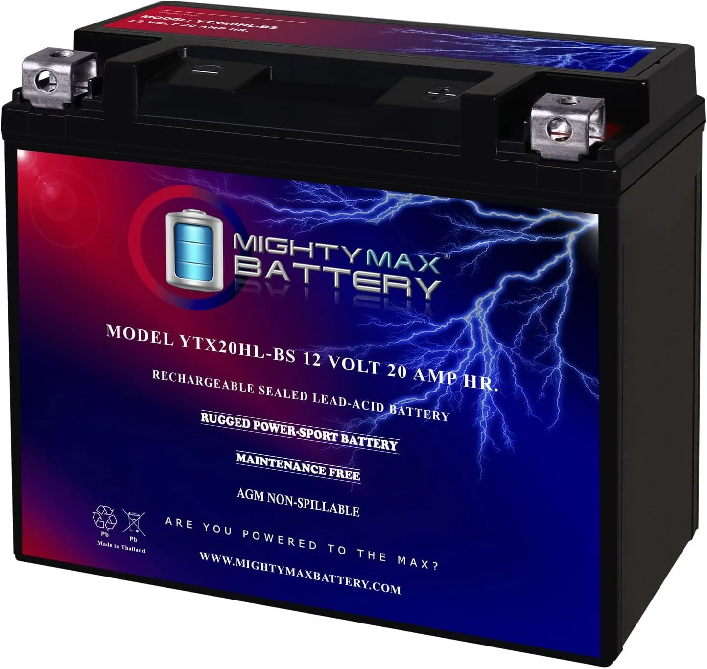 Mighty Max Battery YTX20HL-BS 12V 20AH SLA Replacement Battery Compatible with Moose Racing MTX20HL-BS