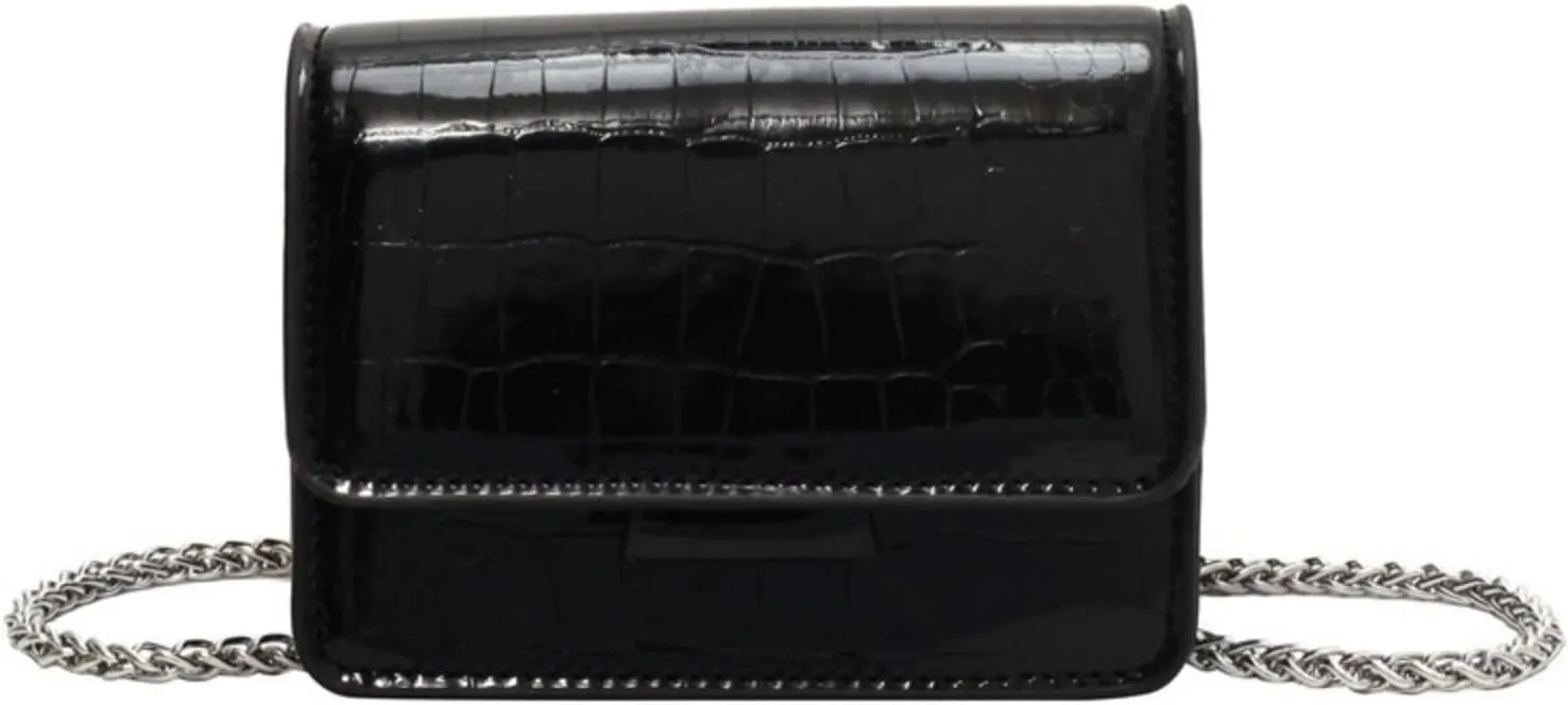 Mini Crossbody Bags for Women, Y2k Cute Croc-Embossed Purse Fashion Small Square Evening Handbag with Chain Strap