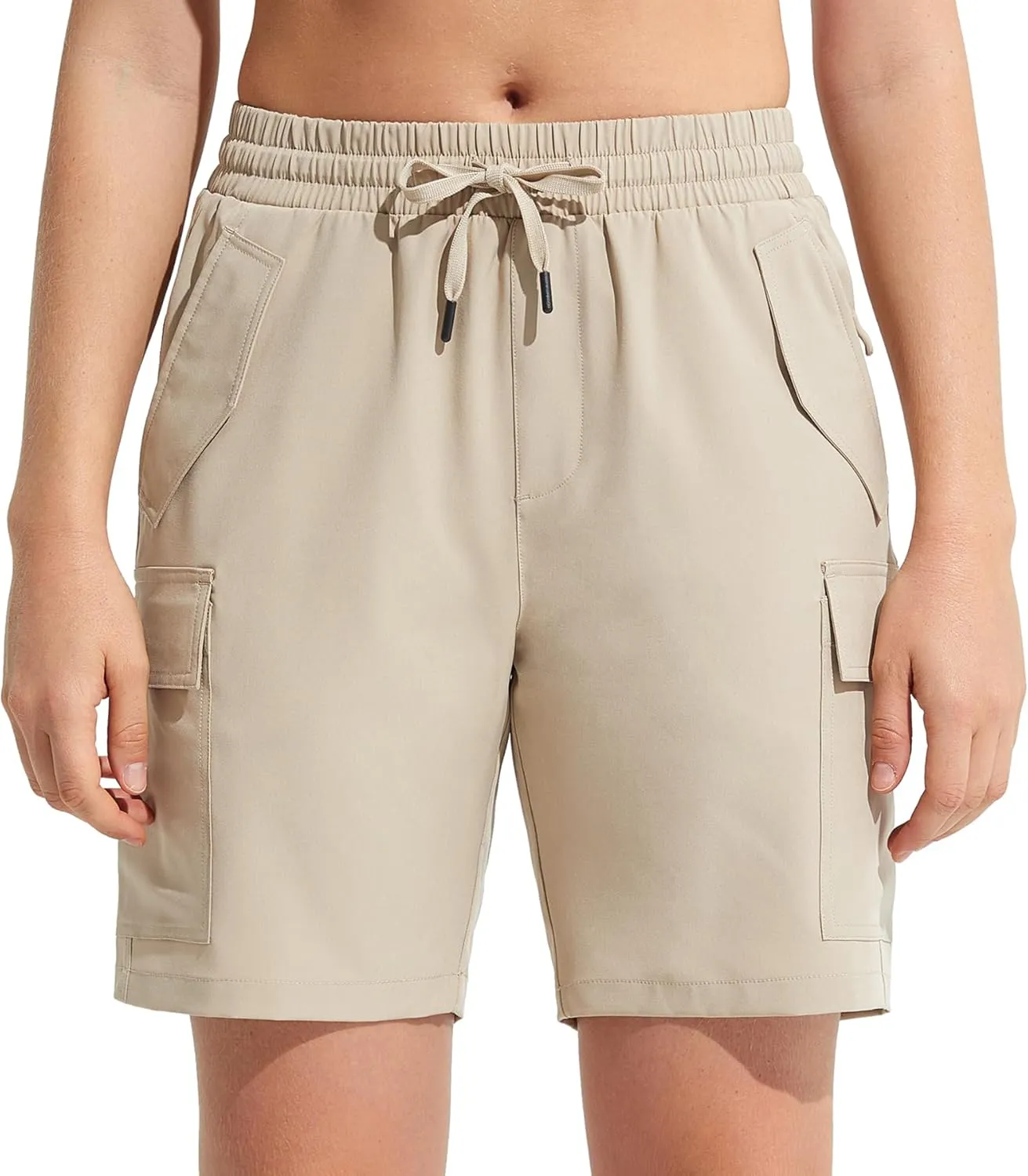 MOCOLY Womens Hiking Cargo Shorts 8" Quick Dry Lightweight Golf Shorts for Camping Travel Athletic with Zipper Pockets